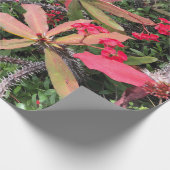 Papier Cadeau Vignes botaniques rouges et vertes tropicales (Coin)