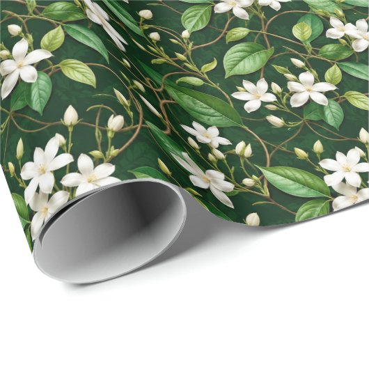 Papier Cadeau Vignes de jasmin fleuries gracieuses (Coin rond)
