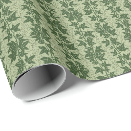 Papier Cadeau Vignes d'Hérida - vert botanique D_L motif. (Coin rond)