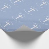 Papier Cadeau Vignes et rayures bleues de communion (Coin)