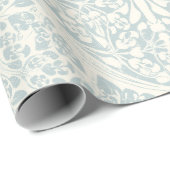 Papier Cadeau Vignes florales Découpage arabesque bleu et ivoire (Coin rond)