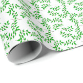 Papier Cadeau Vignes vertes sur fond blanc (Coin rond)