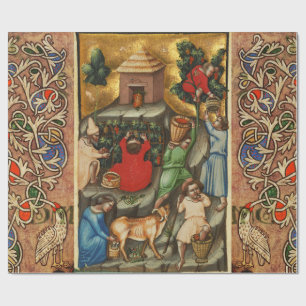 Papier Cadeau VIGNOBLE DE CÉRÉALES MOYENNES HARVEST Grapevine an