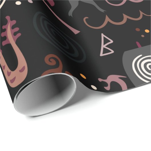 Papier Cadeau Viking motif design graphique transparent (Coin rond)