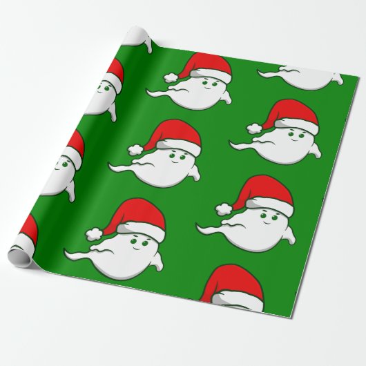 Papier Cadeau vilain fantôme de noël éffrayant vert déplaisant (Déroulé)