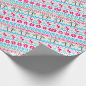 Papier Cadeau Vilain Flamant rose tropical de Noël (Coin)