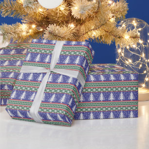 Papier Cadeau Vilain Motif de Noël Knit Sweat   Bleu