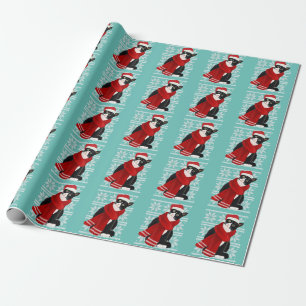 Papier Cadeau Vilaine Noël Chat noir Santa Hat Scarf Fête