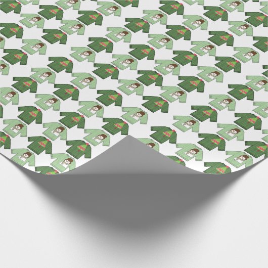 Papier Cadeau Vilains pulls de Noël Papier à enveloppement vert (Coin)