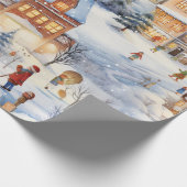 Papier Cadeau Village de neige d'hiver Fun (Coin)