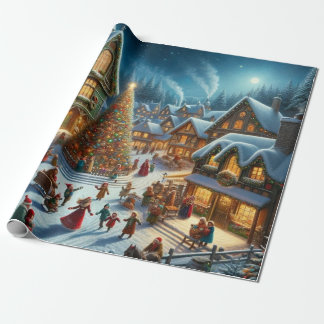 Papier Cadeau Village de Noël