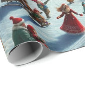 Papier Cadeau Village de Noël (Coin rond)