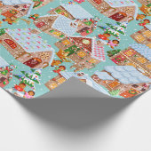 Papier Cadeau Village de pain d'épices (aqua) (Coin)