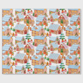 Papier Cadeau Village de pain d'épices (blanc) (Plat)