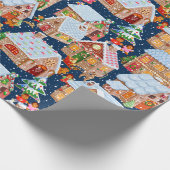 Papier Cadeau Village de pain d'épices (bleu) (Coin)