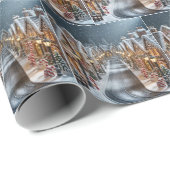 Papier Cadeau Village de pain d'épices de Noël (Coin rond)