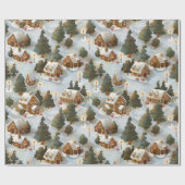 Papier Cadeau Village de pain d'épices de Noël sans fin (Plat)