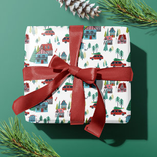 Papier Cadeau Village de patinage de Noël de village nordique