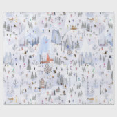 Papier Cadeau Village de ski montagnard occupé (Plat)