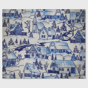 Papier Cadeau Village d'hiver de D'antan-Monde de vacances de