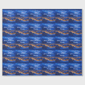 Papier Cadeau Village d'hiver personnalisé bleu Noël (Plat)