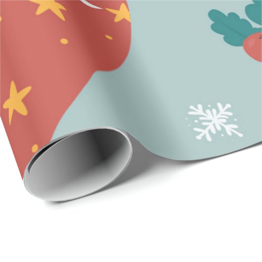 Papier Cadeau Village d'hiver Scène Joyeux Noël, Nouvel An (Coin rond)