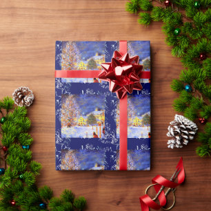 Papier Cadeau Village en hiver