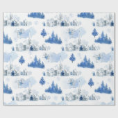 Papier Cadeau Village Whimsical Blue et White Mouse (Plat)