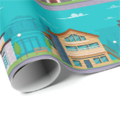 Papier Cadeau Ville et routes (Coin rond)