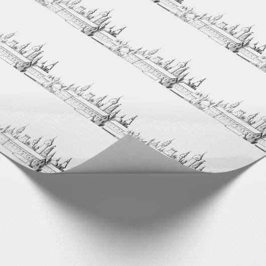 Papier Cadeau ville fabuleuse . artwork . noir et blanc (Coin)