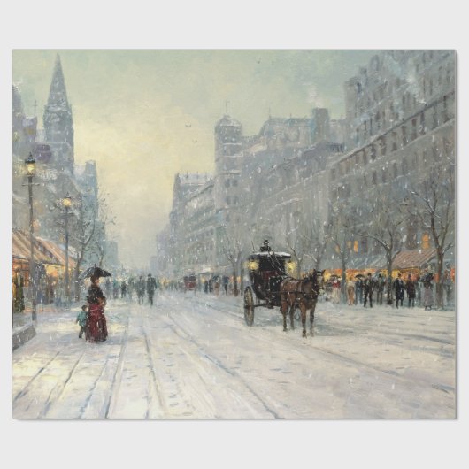 Papier Cadeau Ville victorienne, rue de Noël (Plat)