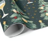 Papier Cadeau Vin blanc de Noël (Coin rond)