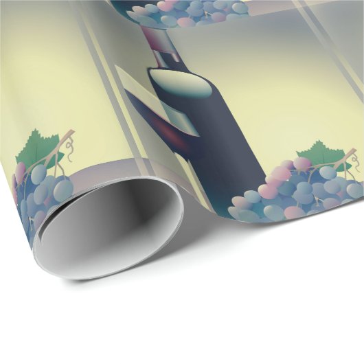 Papier Cadeau Vin Bouteille et raisins Design Papier à enveloppe (Coin rond)