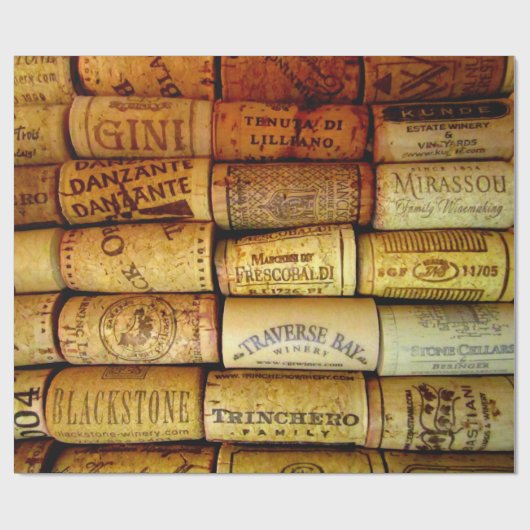 Papier Cadeau Vin Corks Galore (Plat)
