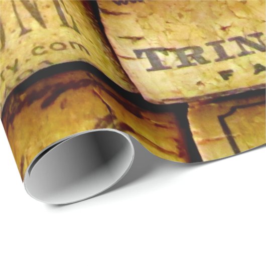 Papier Cadeau Vin Corks Galore (Coin rond)