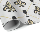 Papier Cadeau Vin de Paris Vintage Fleur de Lis (Coin rond)