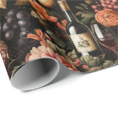 Papier Cadeau Vin de vacances motif floral Noël (Coin rond)