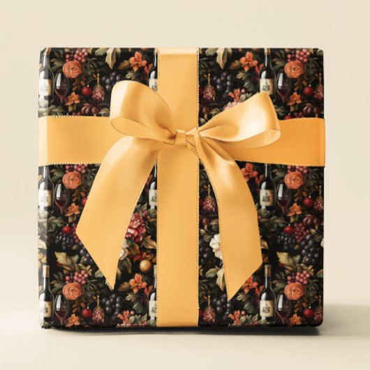 Papier Cadeau Vin de vacances motif floral Noël