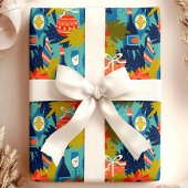 Papier Cadeau Vin moderne Poinsettia Noël