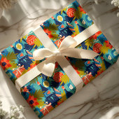 Papier Cadeau Vin moderne Poinsettia Noël