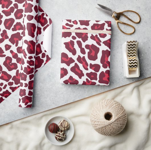 Papier Cadeau Vin Motif léopard rouge (Artisanat)