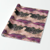 Papier Cadeau Vin rose Bourgogne bleu Parties scintillant Noir o (Déroulé)