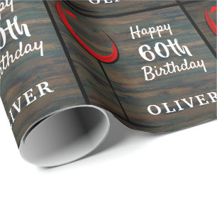 Papier Cadeau Vin Rouge Bois Rustique 60 ans