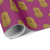 Papier Cadeau Vin Rouge de Patate Douce Heureuse (Coin rond)