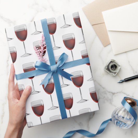 Papier Cadeau Vin rouge sur blanc (Cadeaux)