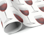 Papier Cadeau Vin rouge sur blanc (Coin rond)