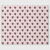 Papier Cadeau Vin Rouge Sur Rose Bleu (Plat)