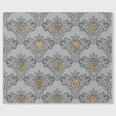 Papier Cadeau Vin Vintage gris et or (Plat)