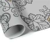 Papier Cadeau Vin Vintage gris et or (Coin rond)