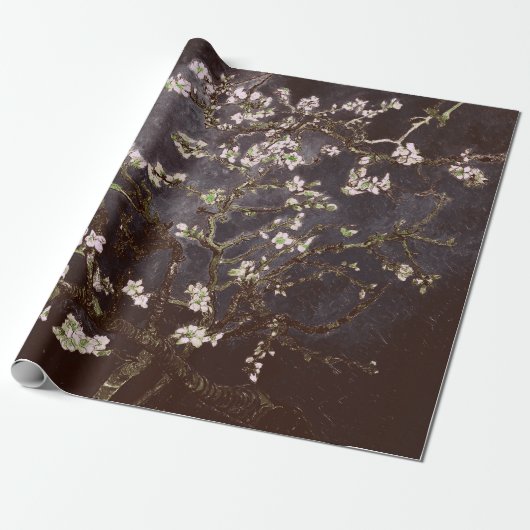 Papier Cadeau Vincent Van Gogh Almond Blossoms Ardoise au chocol (Déroulé)